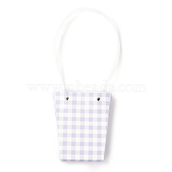 Trapezoid Kraft Paper Portable Bags, with Plastic Haddles and Tartan Pattern, Lilac, 36x13x0.8cm(CARB-J001-01A)
