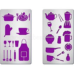 Fingerinspire 2Pcs 2 Style 304 Stainless Steel Cutting Dies Stencils, for DIY Scrapbooking/Photo Album, Decorative Embossing, Matte Platinum Color, Tableware Pattern, 17.7x10.1cm, 1pc/style(DIY-FG0002-01)