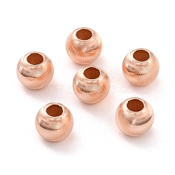 925 Sterling Silver Beads, Round, Rose Gold, 7mm, Hole: 3mm, 43pcs/10g(STER-Z001-010RG)