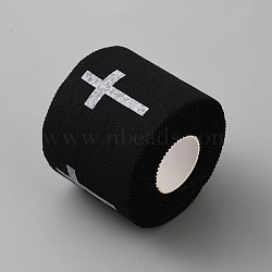 Cotton Sports Bandage, Finger Tape Strap, Cross Pattern, Black, 50mm, 7m/rol(AJEW-WH0609-638A)