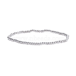 Glass Round Beaded Stretch Bracelet for Women, Platinum, Inner Diameter: 2-1/8 inch(5.5cm), Beads: 2mm(BJEW-JB07911-05)