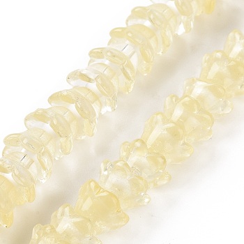 Transparent Glass Beads Strands, Flower, Lemon Chiffon, 11~12x7.5~8mm, Hole: 1.4mm, about 50pcs/strand, 11.42''(29cm)