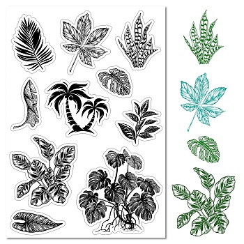 Custom PVC Plastic Clear Stamps, for DIY Scrapbooking, Photo Album Decorative, Cards Making, Stamp Sheets, Film Frame, Leaf, 160x110x3mm