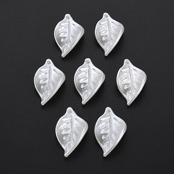 ABS Plastic Imitation Pearl Beads, Leaf, Creamy White, 20x12x4mm, Hole: 1.2mm, about 1640pcs/500g