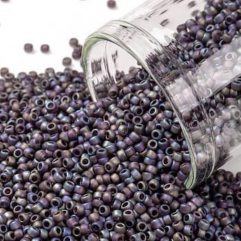 TOHO Round Seed Beads, Japanese Seed Beads, (166CF) Transparent AB Frost Amethyst, 15/0, 1.5mm, Hole: 0.7mm, about 3000pcs/10g