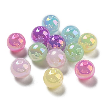 Acrylic Beads, Pearlized, Round, Mixed Color, 14mm, Hole: 2.6mm