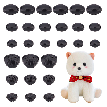 Elite 6 Style Plastic Doll Dog Nose Cabochons, for Crafts, Crochet Toy and Stuffed Animals, Black, 8~15x10~19x3~7mm, 150pcs/box