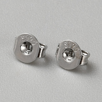 925 Sterling Silver Ear Nuts, Platinum, 5x4.5x3mm