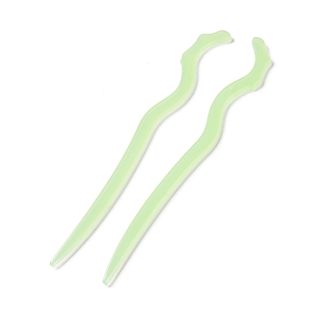 Opaque Acrylic Hair Sticks, Light Green, 181x18x4.5mm