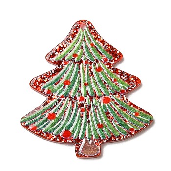 Christmas Themed Acrylic Pendants, Christmas Tree, 38.5x36x2.5mm, Hole: 1.4mm