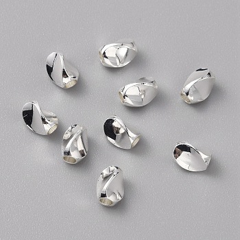 Brass Beads, Twist Oval, Silver, 6x4x4mm, Hole: 1.8mm