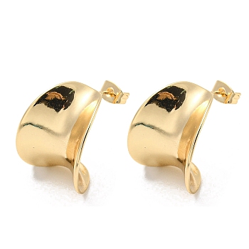 Brass Stud Earring, Twist Arch, Light Gold, 21x17.5mm