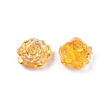 Transparent ABS Plastic Beads, Half Drilled, Flower, Gold, 15x16x6.5mm, Hole: 1.2mm