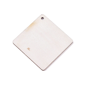 Unfinished Blank Wood Pendants, for DIY Jewelry Making, Rhombus, BurlyWood, Diagonal Length: 50x50x1.5mm, Hole: 2mm, Side Length: 36.7x36.7mm