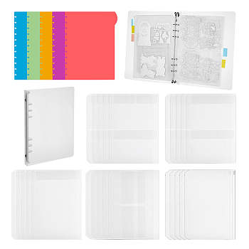 Binder Accessories, Including A5 PVC Loose Leaf Bags & Paper Stickers Collection Pages & Plastic Blank Binders, Plastic Index Tab Divider Sheet, Paper Sticker, Mixed Color, 99~300x62~223x0.2~21mm