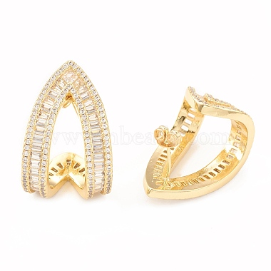 Boucles d'oreilles triangle en zircone cubique transparente(EJEW-L231-74G)-2