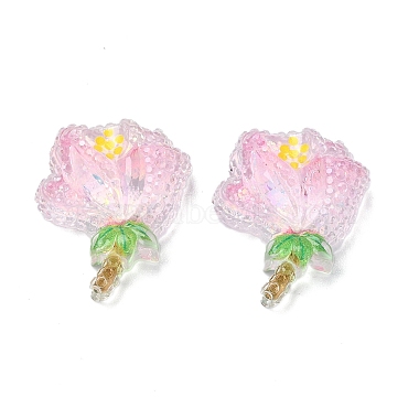 Pink Flower Epoxy Resin Cabochons