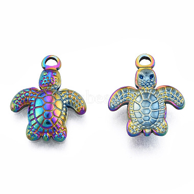 Rainbow Color Tortoise 304 Stainless Steel Pendants