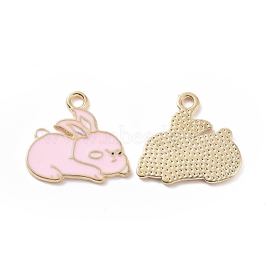 Light Gold Pink Rabbit Alloy+Enamel Pendants