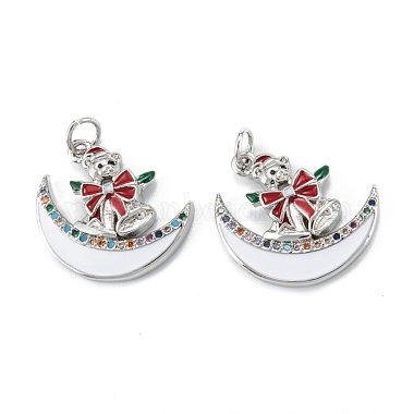 Real Platinum Plated Colorful Moon Brass+Cubic Zirconia+Enamel Pendants