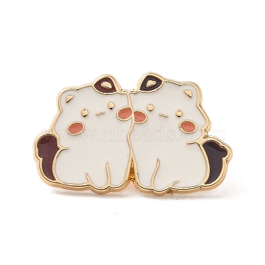 Floral White Cat Shape Alloy+Enamel Enamel Pins