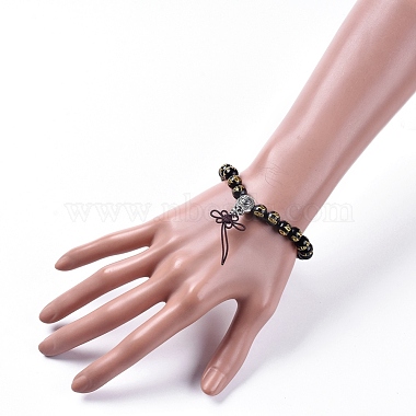 Natural Black Agate(Dyed) Beads Stretch Bracelets(BJEW-JB04794)-4