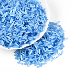 Glass Bugle Beads, Imitation Cat Eye, Sky Blue, 6.5~7x1.5~2mm, Hole: 0.8~1mm, about 1515pcs/50g(X-SEED-N007-28E)