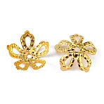 Plated Iron Bead Caps, Flower, 5-Petal, Filigree, Golden, 8x3mm, Hole: 0.5mm(IFIN-S696-48G-1)