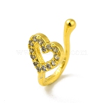 Clear Cubic Zirconia Hollow Heart Clip on Nose Ring, Brass Nose Cuff Non Piercing for Women, Golden, 11mm(AJEW-F059-21G)