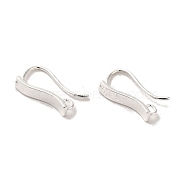 Brass Ear Wire, Earring Hooks, with Loop, Silver, 17x3mm, Hole: 1.5mm, Pin: 0.8mm(FIND-Z039-28P)