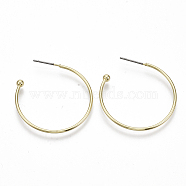 Iron Stud Earrings, Half Hoop Earrings, with Steel Pin, Ring, Light Gold, 32x31mm, Pin: 0.7mm(X-EJEW-N013-06)