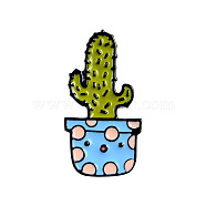 Creative Zinc Alloy Brooches, Enamel Lapel Pin, with Iron Butterfly Clutches or Rubber Clutches, Electrophoresis Black Color, Cactus, Colorful, 31x16mm, Pin: 1mm(JEWB-Q031-120)