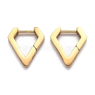 304 Stainless Steel Huggie Hoop Earrings, Diamond Shape, Golden, 14.5x13x3mm, Pin: 1mm(STAS-H156-17A-G)