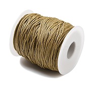 Waxed Cotton Cords, Multi-Ply Round Cord, Macrame Artisan String for Jewelry Making, Dark Goldenrod, 1mm(YC-XCP0001-07)