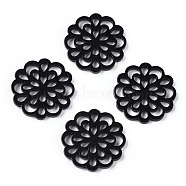 Cellulose Acetate(Resin) Filigree Joiners, Flower, Black, 24x2.5mm(KY-N006-08D)