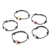 Plum Blossom Acrylic Enamel Beaded Cord Bracelet, Adjustable Bracelet for Women, Mixed Color, Inner Diameter: 1-5/8~3-1/8 inch(4.1~7.8cm)(BJEW-JB07851)