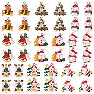 36Pcs 9 Style Christmas Theme Alloy Enamel Pendants, Light Gold, Mixed Shapes, 20~25x11~24x1~2mm, Hole: 1.4~2mm, 4pcs/style(ENAM-SZ0004-17)
