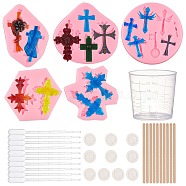 Olycraft DIY Pendant Making, with Silicone Molds, Plastic Measuring Cup & Pipettes, Latex Finger Cots and Wooden Craft Sticks, Mixed Color(DIY-OC0001-96)