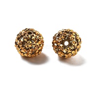 Opaque Acrylic Beads, with Rhinestone, Round, Gold, 20x18.5mm, Hole: 2.8mm(OACR-A035-01N)