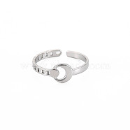 304 Stainless Steel Moon Open Cuff Ring for Women, Stainless Steel Color, US Size 9 3/4(19.5mm)(RJEW-S405-235P)