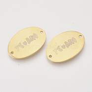 Valentine's Day Theme, 201 Stainless Steel Links connectors, Oval with Word Te Amo, Golden, 20x30x1mm, Hole: 1.8mm(X-STAS-T052-10G)