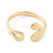 304 Stainless Steel Snake Open Cuff Rings, Real 14K Gold Plated, US Size 7 1/4(17.5mm)(RJEW-D002-14G)