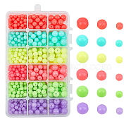 Fluorescent Acrylic Beads, Round, Mixed Color, 6/8/10mm in diameter, Hole: 1.5/2mm, 660pcs/box(MACR-FH0001-001)