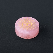 Natural Rose Quartz Display Decorations, for Home Office Desk, Flat Round, Sun, 60mm(G-PW0004-21C)
