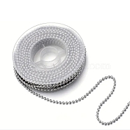 304 Stainless Steel Ball Chain, Soldered, with Spool, Stainless Steel Color, 2.4mm, about 16.40 Feet(5m)/Roll(CHS-YWC0001-01P)