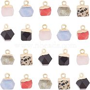 Electroplate Gemstone Charms, with Golden Plated Iron Loop, Faceted, Polygon, 11~12x8x8mm, Hole: 1.5mm, 21pcs/box(G-GA0001-11)