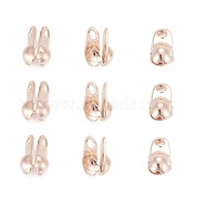 Iron Bead Tips, Calotte Ends, Cadmium Free & Lead Free, Clamshell Knot Cover, Rose Gold, 6x3.5mm, Hole: 1mm, 2.4mm inner diameter(IFIN-R199-02RG)