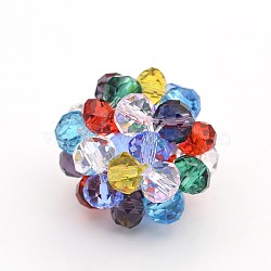 Transparent Glass Crystal Beaded Round Beads, Colorful, 14mm, Beads: 4mm(GLAA-A034-4mm-A14)