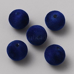 Flocky Acrylic Beads, Round, Midnight Blue, 14x13.5mm, Hole: 2.5mm(FIND-WH0162-14)