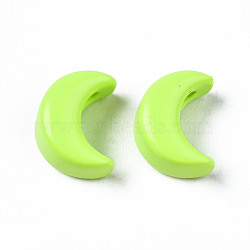 Spray Painted Brass Charms, Moon, Green Yellow, 10x8x6mm, Hole: 2mm(KK-Q252-005I)